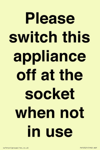 Please switch this appliance off at the socket when not in use